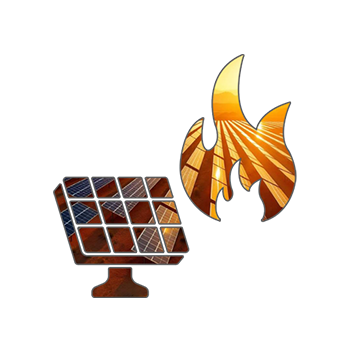 Solar panel with flame icon